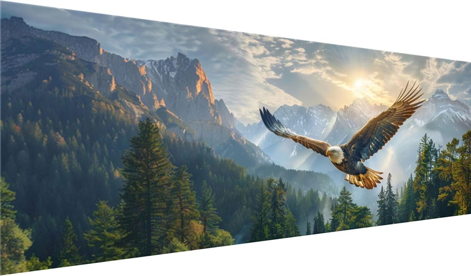 Diamond Painting XXL 130x50 cm, DIY Adler Diamant Painting Bilder, 5D Tier Diamond Painting Set, Diamant Kristall Strass Kreuzstich Painting, Diamond Painting Erwachsene für Zimmer Deko Wohnzimmer
