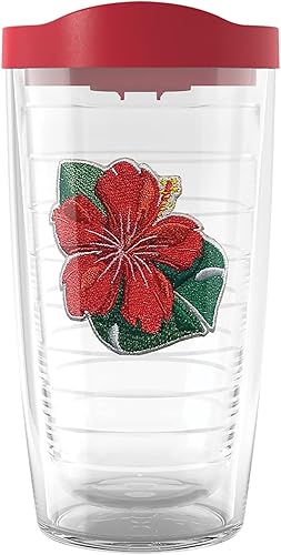 Tervis Vaso aislado de doble pared Island Tropical Hibiscus Collection hecho en Estados Unidos mantiene las bebidas frías y calientes, 16 onzas,