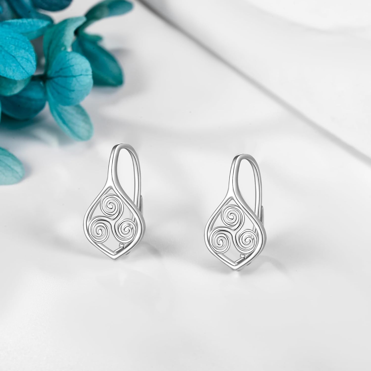 POPLYKE Leverback Celtic Knot Earrings 925 Sterling Silver Jewelry Gifts Christmas for Women Friends - Image 4