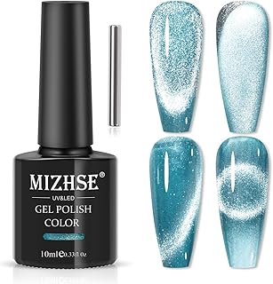 MIZHSE Esmalte de uñas de ojo de gato, color azul marino, ojos de gato, gel de uñas, UV/LED, magnético, reflectante, con 1 imán, 10 ml, 1 unidad
