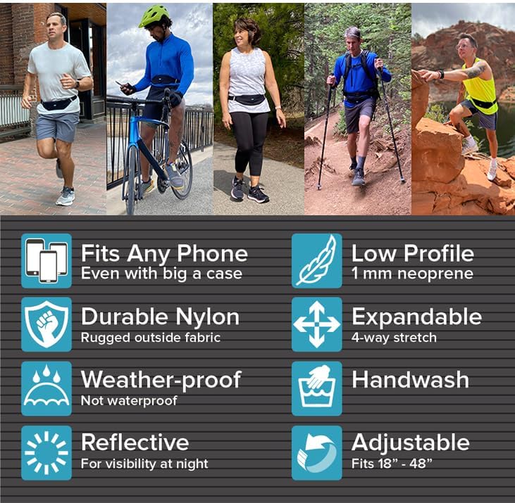 Miniatura 6 de Tune Belt SP2 - Cinturón de correr delgado, con bolsillo seguro con cremallera, almacenamiento a prueba de sudor, sin rozaduras, se adapta a