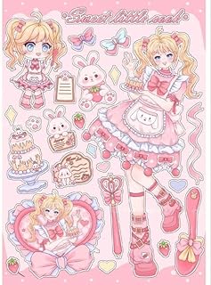 ستيكر لاصق بتصميم شخصية أنيمي عشوائية للكمبيوتر المحمول والخزانة والتابلت لطيف دمية فتاة 33