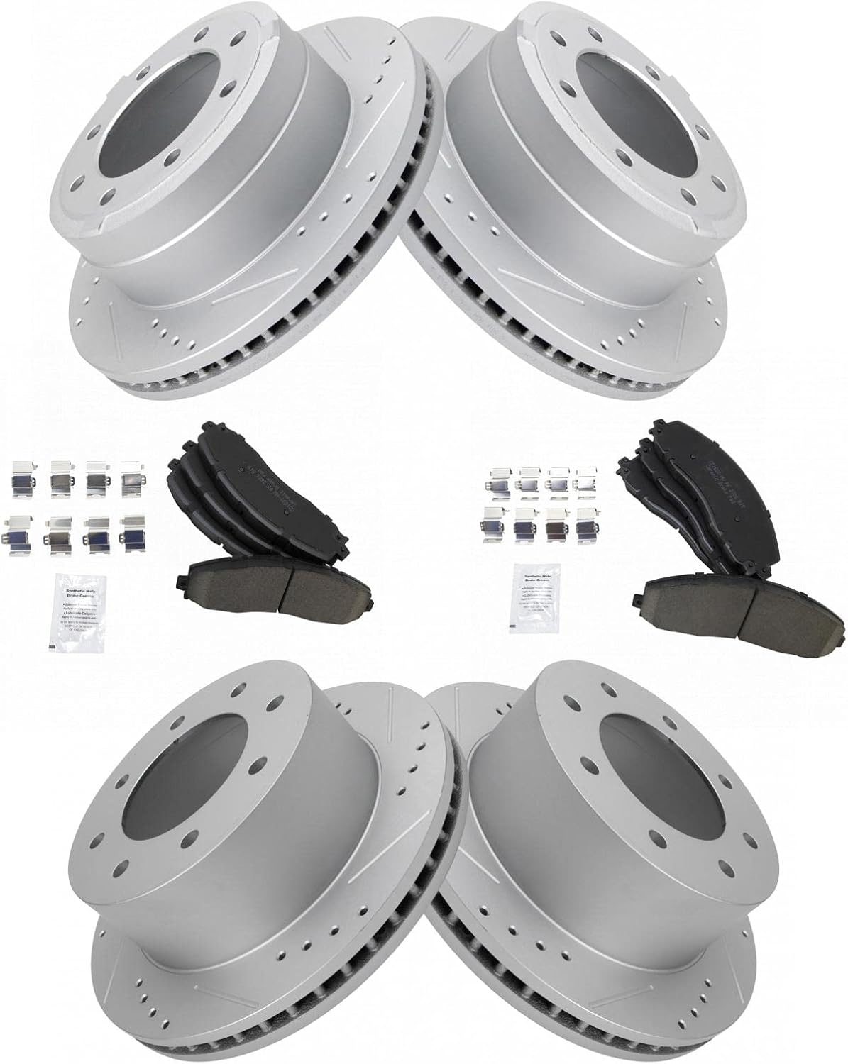 TRQ Front and Rear Performance Brake Pad & Rotor Kit Brake Pads Brake Rotors Set Ceramic Compatible with 2013-2021 Ford F-250 Super Duty F-350 Super Duty