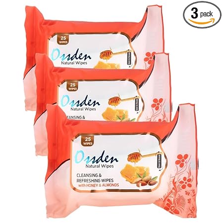 Ossden Cleansing & Makeup Remover Wet Wipes for Face Moisturizing | Effortlessly Erase Makeup, Hydrate & Soothe Skin (Pack Of 3, Honey Almond)