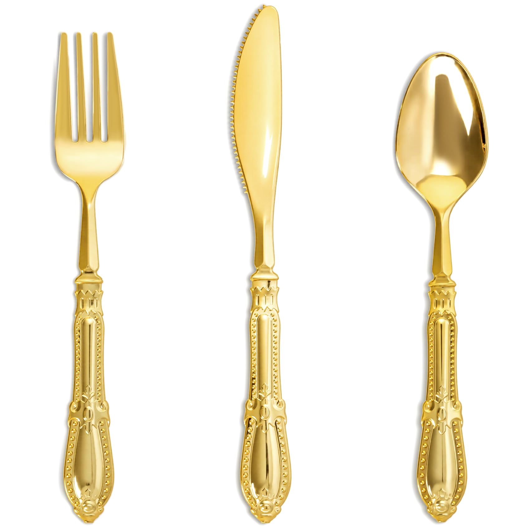 Photo 1 of **UNTESTED**
Nervure 90PCS Gold Plastic Silverware - Heavy Duty Disposable Cutlery Set, Luxury Gold Plastic Utensils include 30 Pieces of Forks, Spoons, Knives. Perfect for Wedding,Party,Daily Use