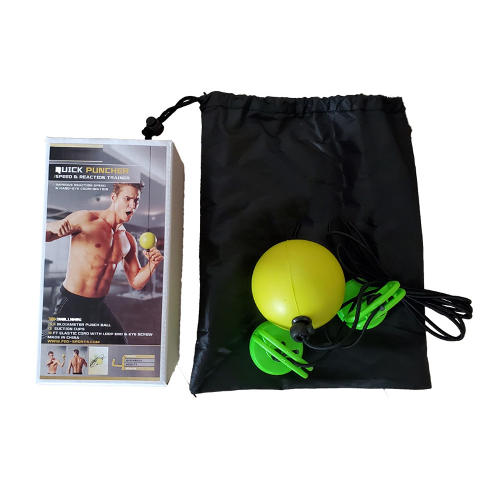 Pelota reflexball de entrenamiento de velocidad de reacción, elástica, con ventosas fuertes, bola de perforación de doble extremo para entrenamiento de velocidad