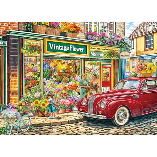Chalzidar Puzzles for Adults 1000 Pieces,Flower Shop Jigsaw Puzzle with 1:1 HD Poster, Perfect Interlocking No Dust, Stress Relief Ideal Gift for Family Games