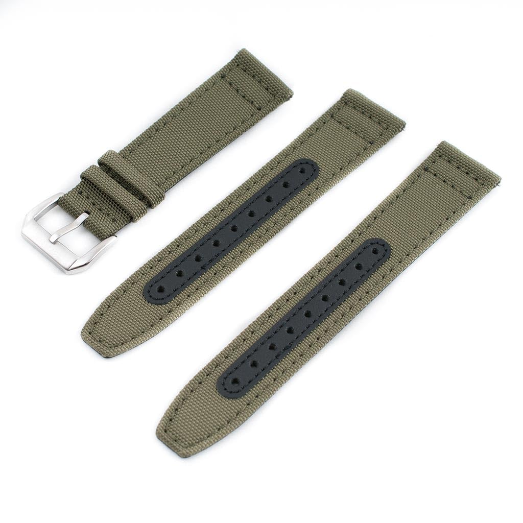 StrapHabit Quick Release Watch Band Replacement Sailcloth Watch Strap - Two Lengths - Nylon Leather Watch Strap - 19mm 20mm 21mm 22mm