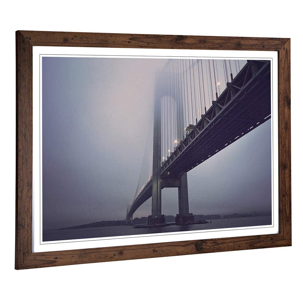 Big Box Art Framed Print of Architecture Suspension Bridge Design | Wall Art Picture | Home Decor for Kitchen, Living, Dining Room, Bedroom, Hallway, Office, Walnut, A2 / 24.5x18 Inch / 62x45cm