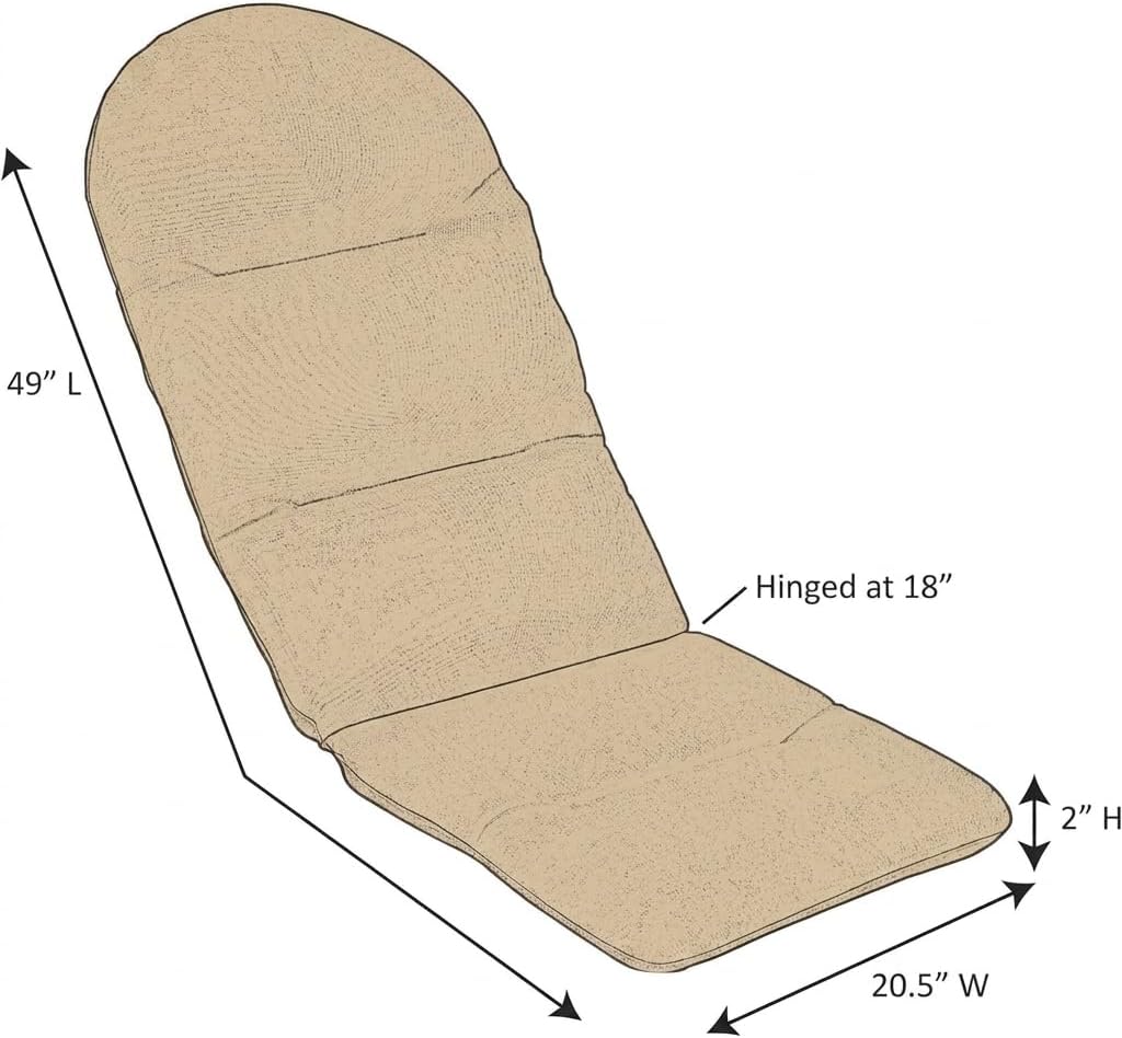 Sunbrella Patio Cushions - 20.5" W x 49" L x 2" T, Outdoor Adirondack Chair Cushion with Comfort, Style & Durability Designed for Outdoor Living - Made in The USA