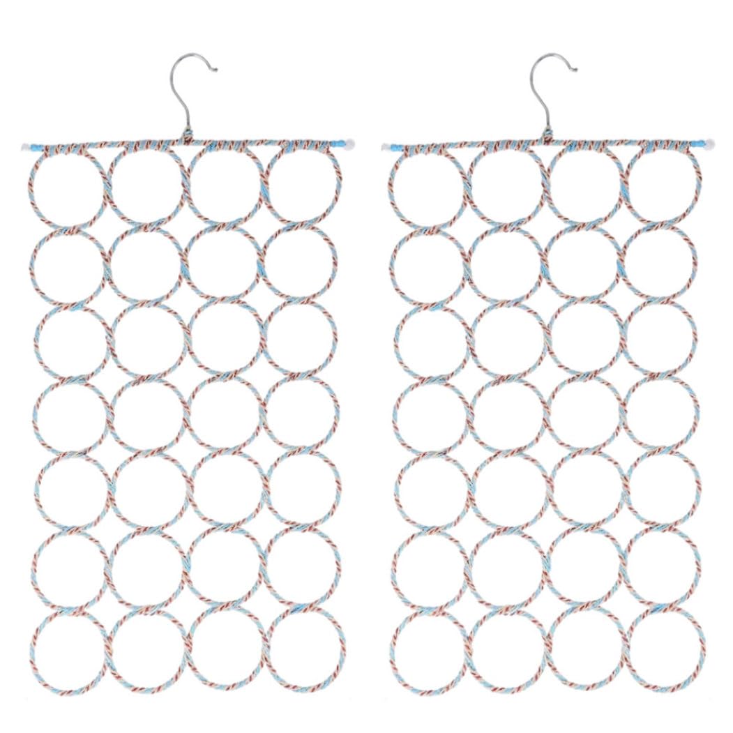 Xweptuy Scarf Hanger 28 Ring Foldable Multifunctional Belt Organizer Holder Tie Storage Racks for Closet 2PCS