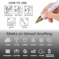 Vista 7 de Overseas Rotuladores permanentes de pintura – Paquete de 2 marcadores a base de aceite blanco y negro, de secado rápido e impermeable para metal