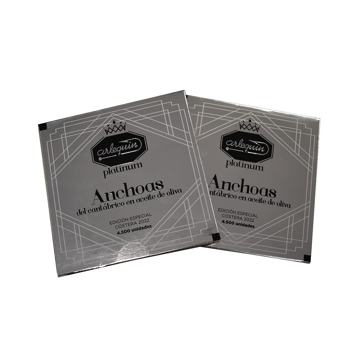 ARLEQUIN Serie Platinum Anchoa del Cantábrico, Elaborada a Mano en Santoña, en Aceite de Oliva (4 Latas (440 grs y 48 Filetes) - 2