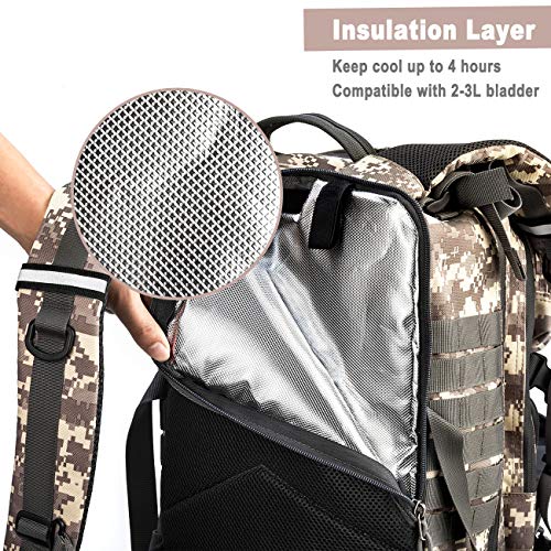 Gelindo Military Tactical Backpack, Hydration Backpack, Army Assault Pack Molle Bag for Outdoor Hiking Camping, 35L - Thumbnail 6