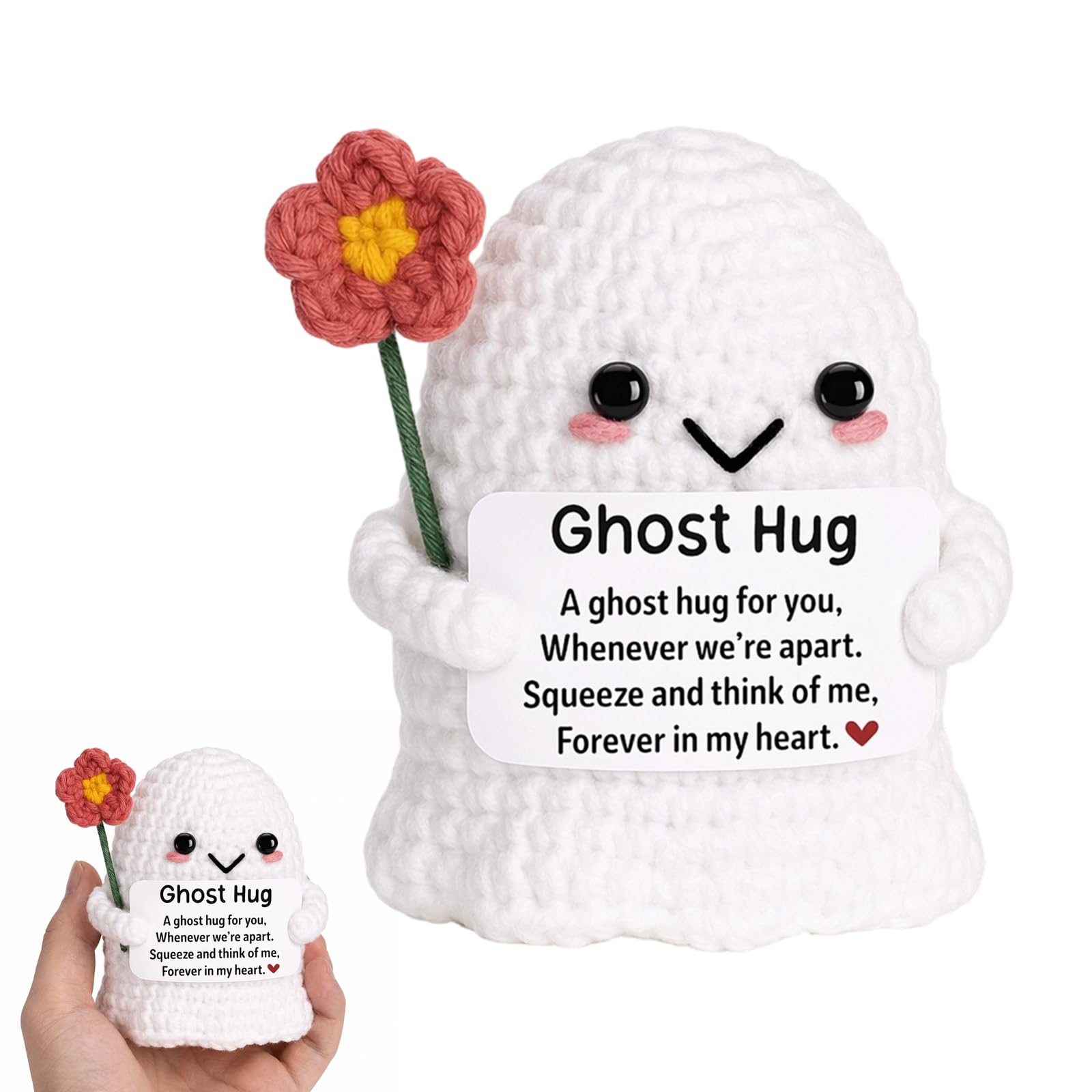 Rndqw Positive Crochet Ghost Hug Ornament