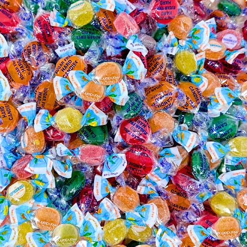 Sugar Free Assorted Italian Fruit Soft Jelly & Hard Candies Diabetic & Keto Friendly 1 Lb Chewy Jellies & Disc Candy Mix, Individually Wrapped (16-Oz)