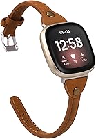 Vista 1 de Minyee Compatible con Fitbit Versa 3/Fitbit Sense Band para mujeres y hombres, correa de cuero delgada y fina, pulsera para Fitbit Versa 3/Fitbit