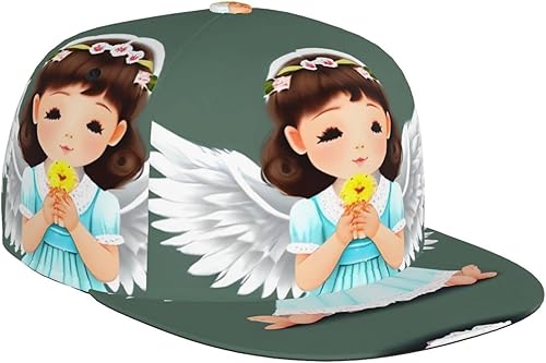 Cute Little Angel Baseball Cap, Unisex, Fashionable Lightweight Breathable Adjustable Cap Circumference, Sports Travel Sun Protection Black