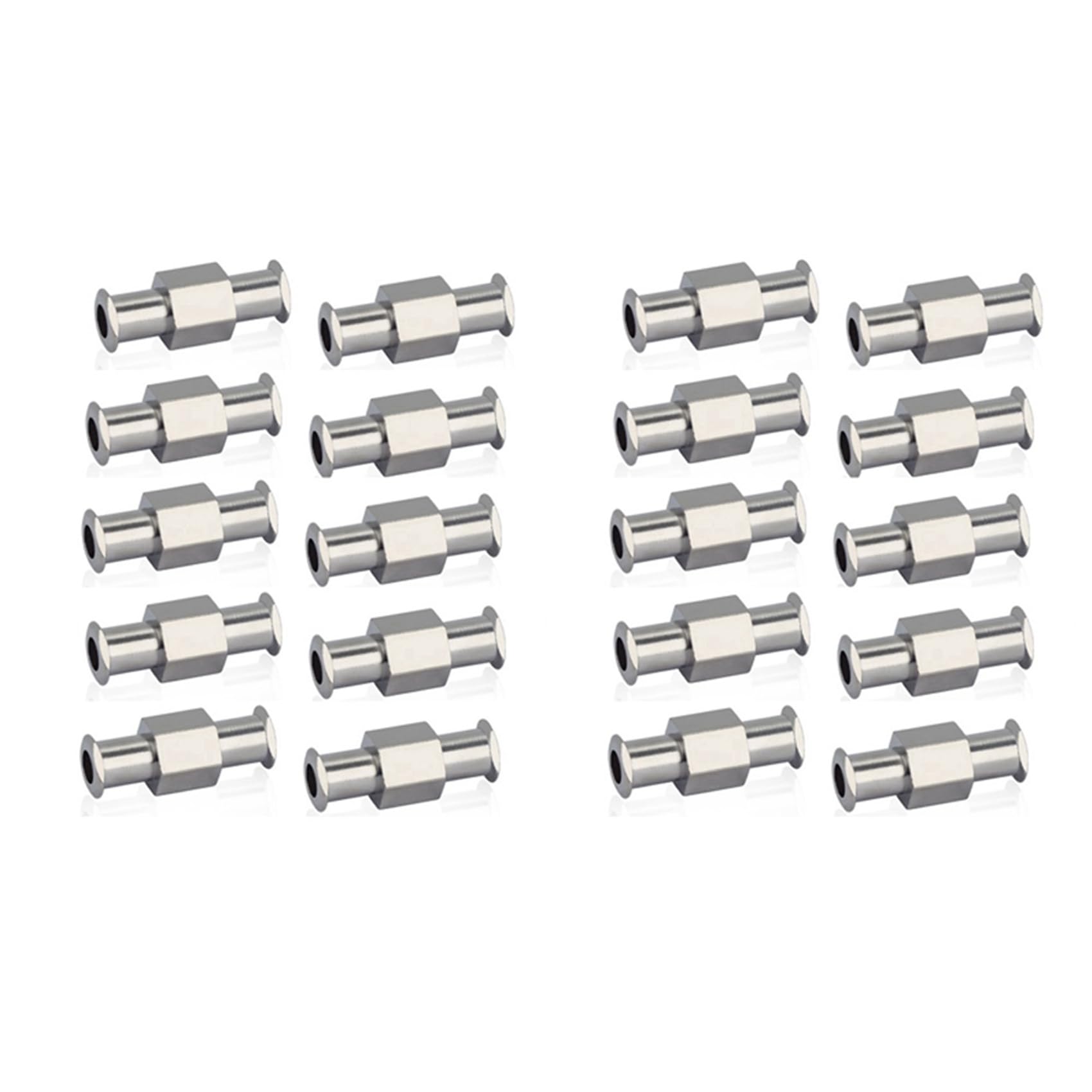 Jnchdghwa Silver 20Pcs Coupler Luer Syringe Connector Metal Double Joints Luer Lock Adapter Coupler For Pneumatic Parts