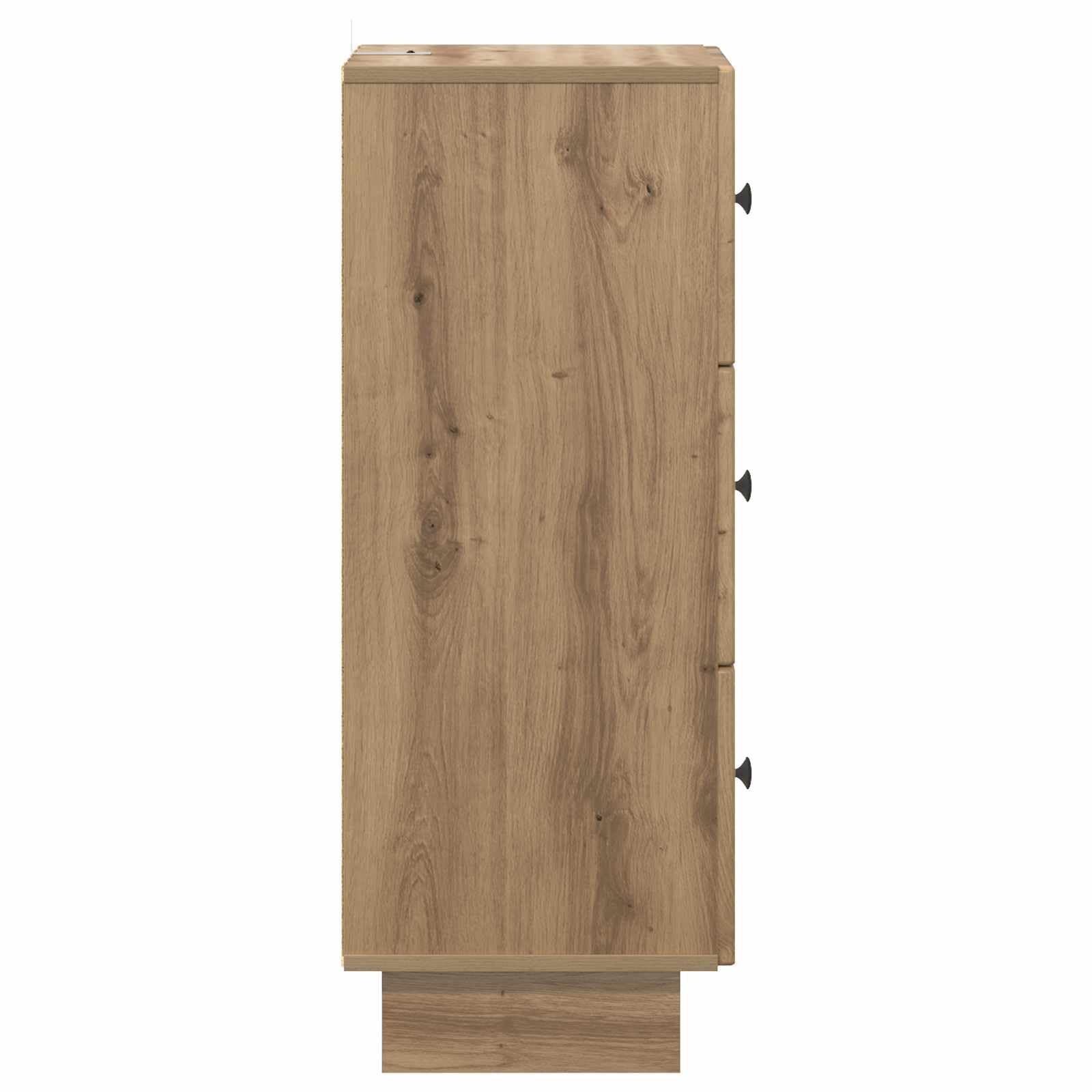Cassettiera in rovere Artisan, 33 x 34,5 x 90 cm, con 3 cassetti, spazio per soggiorno, ufficio, corridoio e cucina, pratica soluzione di archiviazione con maniglie in metallo
