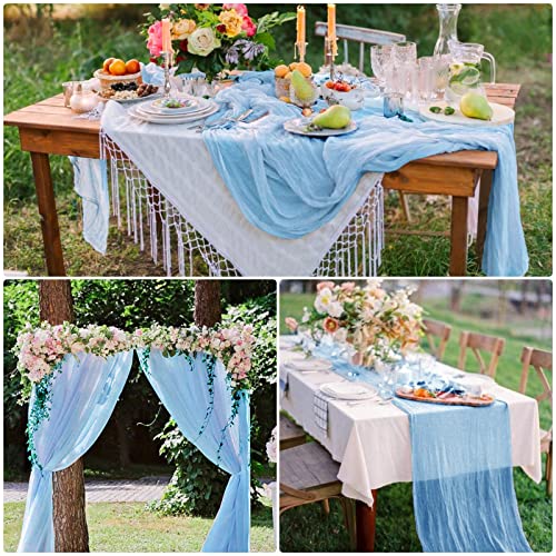 15 Pack Baby Blue Cheesecloth Table Runner 10Ft Gauze Cheese Cloth 35X120 Inch Boho Table Runner Romantic Table Runner Long Table Cover For Wedding Birthday Party Bridal Shower Reception Table Décor #TOP4