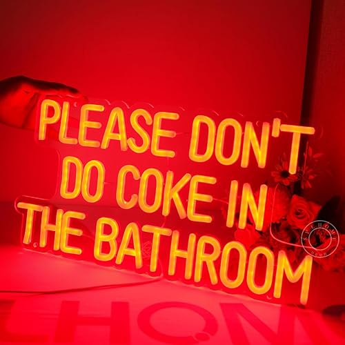 Miniatura 9 de SYLHOME Letrero de luz LED de neón con texto en inglés Please Don't Do Coke In The Bath, para sala de juegos, dormitorio, bar, tienda, decoración de