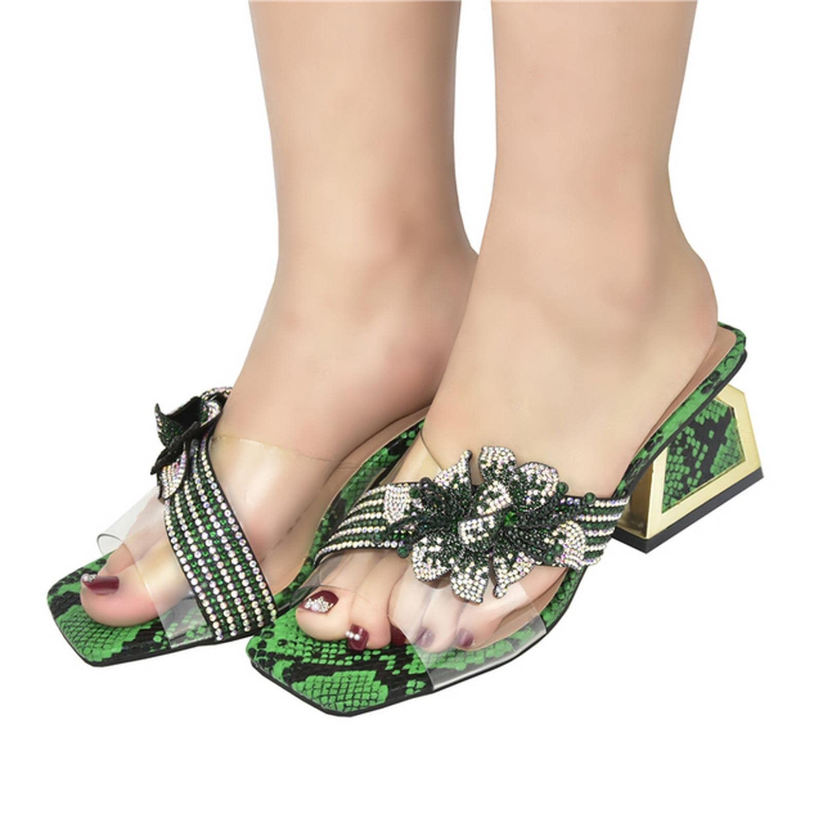 MOGSA Pantuflas de verano para mujer, talla grande, zapatos de boda, zapatos de vestir para fiesta, sandalias de tacón alto