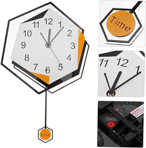 Miniatura 8 de DOITOOL Reloj de pared Reloj de cola oscilante colgante de pared moderna decoración de pared Relojes digitales decorativos de pared Reloj silencioso