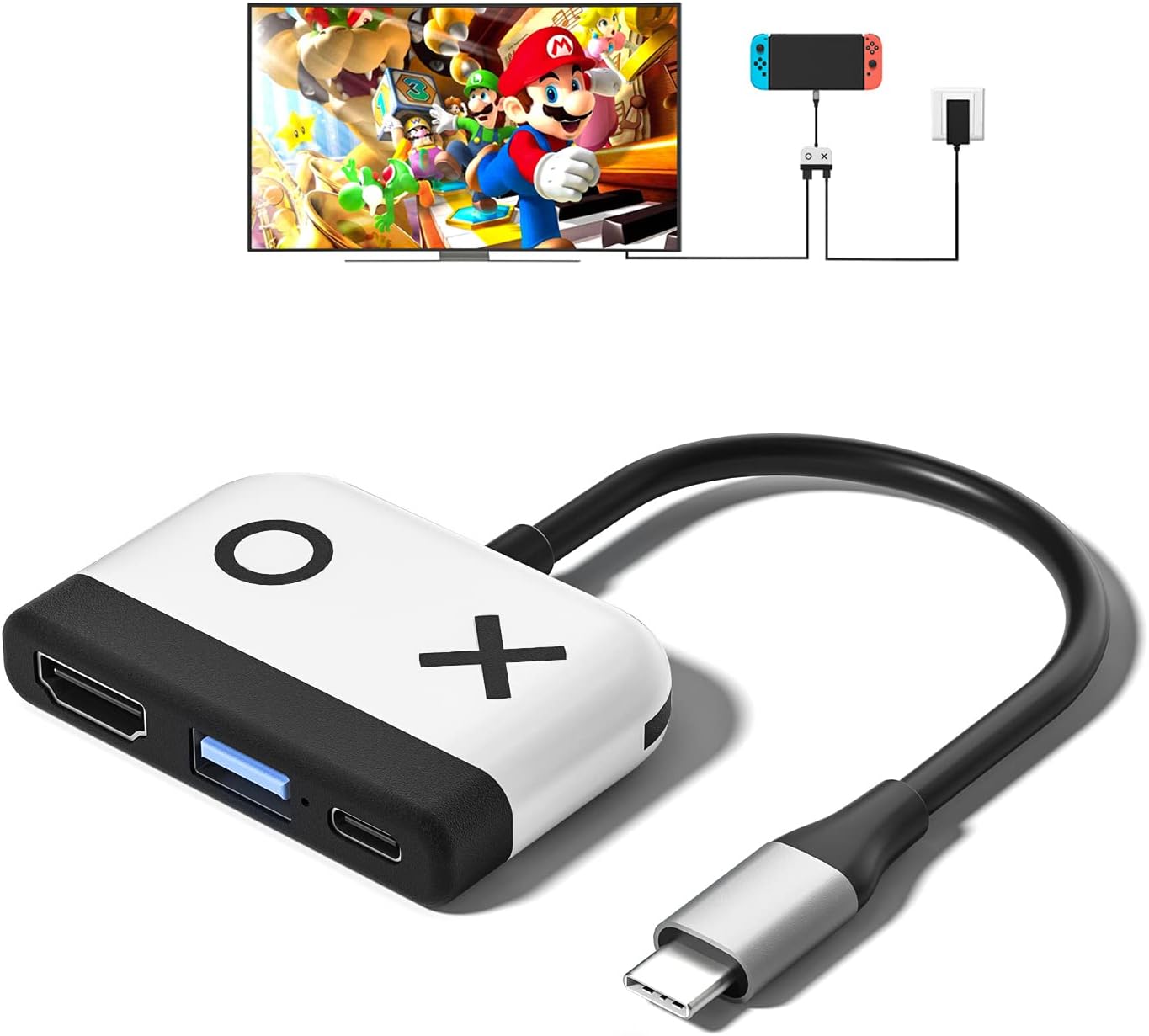 Switch Dock for Nintendo Switch/Switch OLED,Portable TV Docking Station Replacement with 4K/60HZ HDMI TV USB 3.0 Port and USB C Charging,Compatible with Nintendo Switch Steam Deck and More