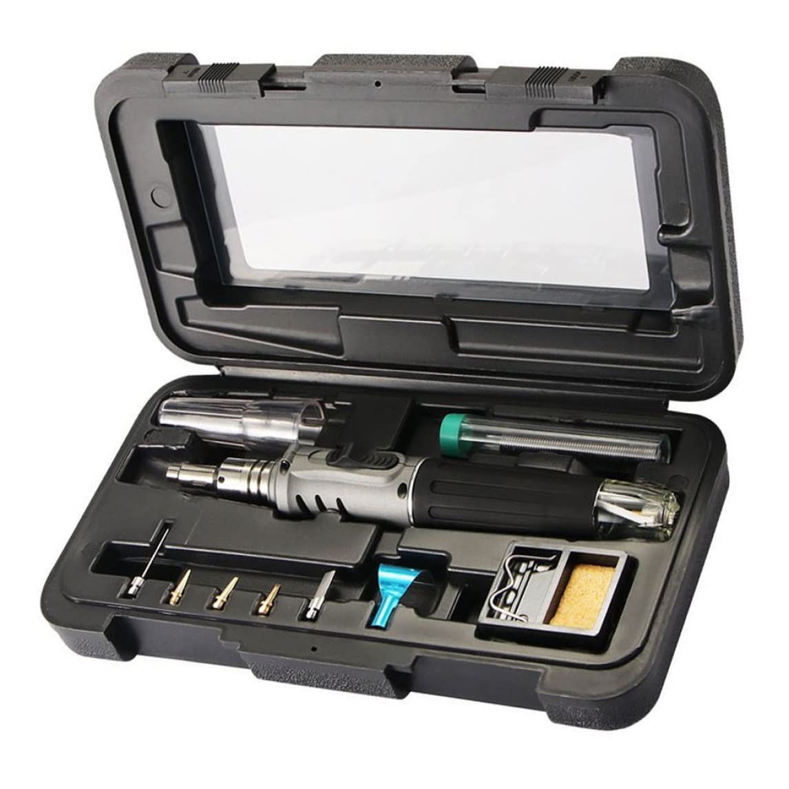 Soldado de gasolina Kit de soldado de soldadura de hierro soldador de gas Set 10 en 1 kit de soldadura encendido automático gris portátil en forma de lápiz