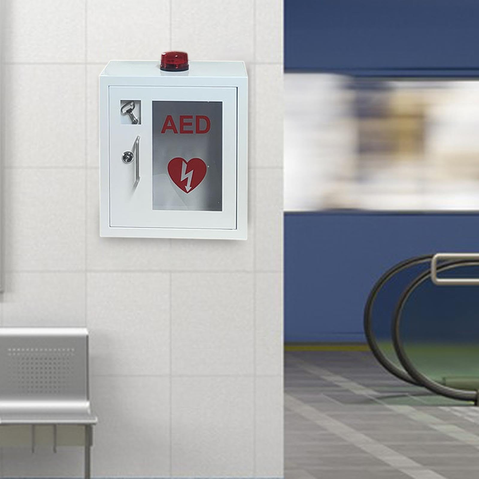 Armadietto per La Conservazione Del Defibrillatore Automatico Esterno (DAE), Vuoto, con Finestra Trasparente, Custodia per Defibrillatore Portatile, a