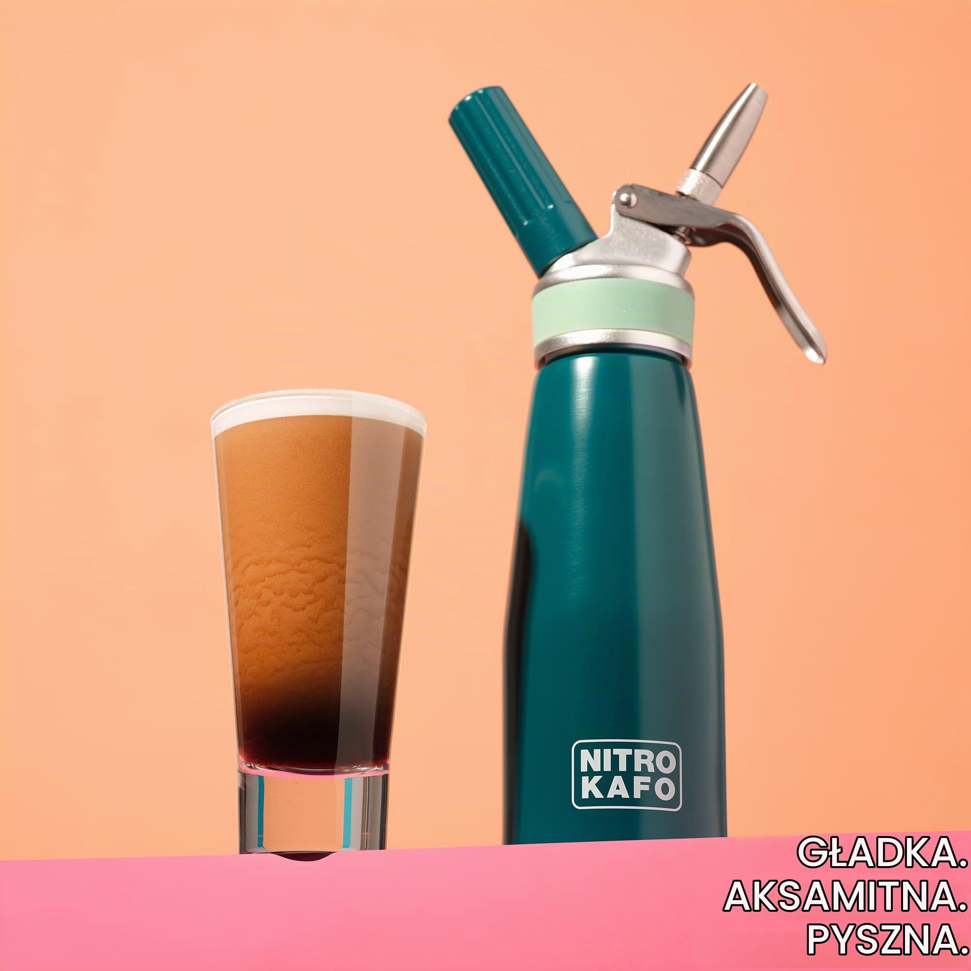 NITRO KAFO 0,5 l ekspres do kawy nitro, aluminiowy ekspres do kawy nitro, ze specjalną dyszą dyfuzora nitro, zaparzaczem do kawy na zimno z zimnym parzeniem, 1 litr/0,5 l