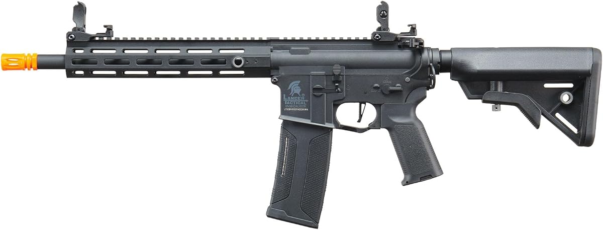 Lancer Tactical Gen 3 Lightweight Durable Polymer M4 Airsoft MLOK AEG w/High Speed Mid Cap with Programmable Fast Trigger (ETU & MOSFET)