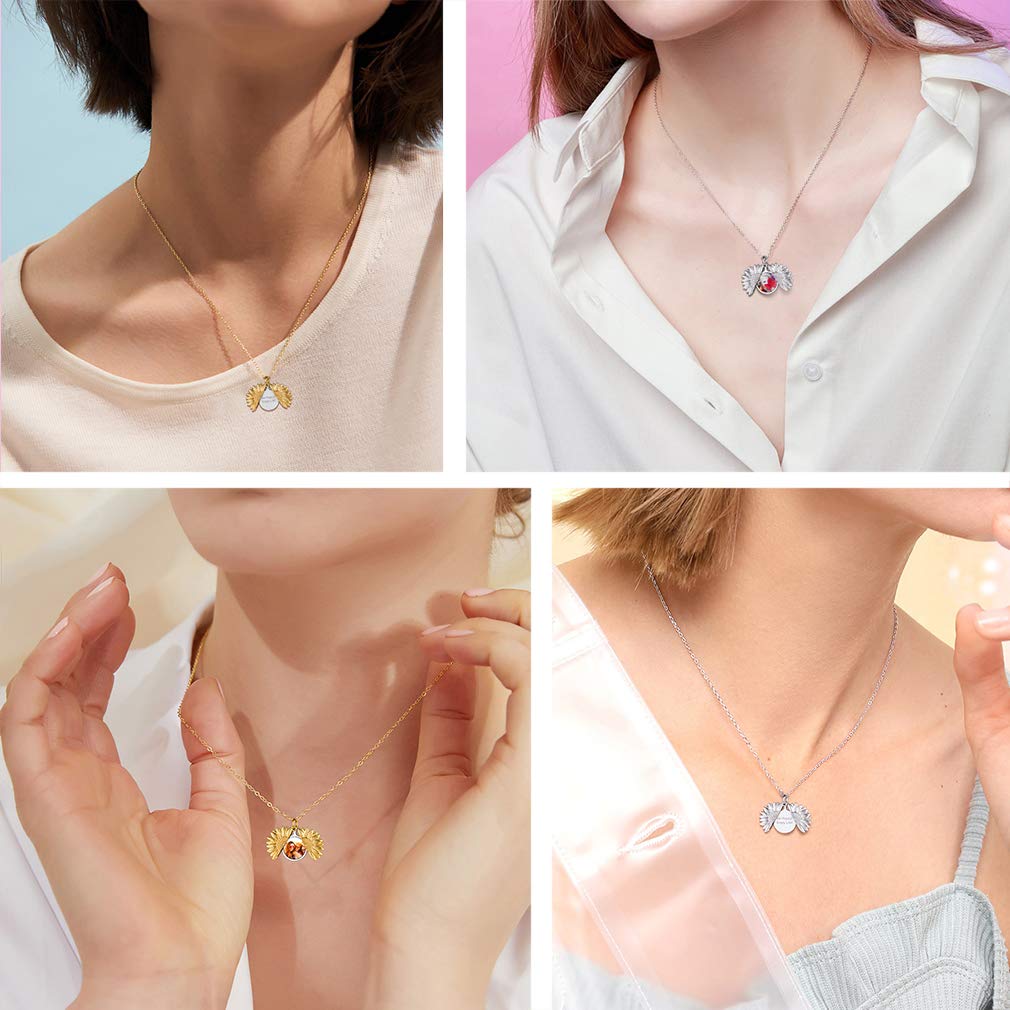 Custom4U Médaillon Porte Photo Femme Plaqué Or Jaune Collier Tournesol Personnalisable Pendentif Prénom Personnalisé Bijoux Fantaisie Cadeau Gravure Maman Femmes Enfant Fille