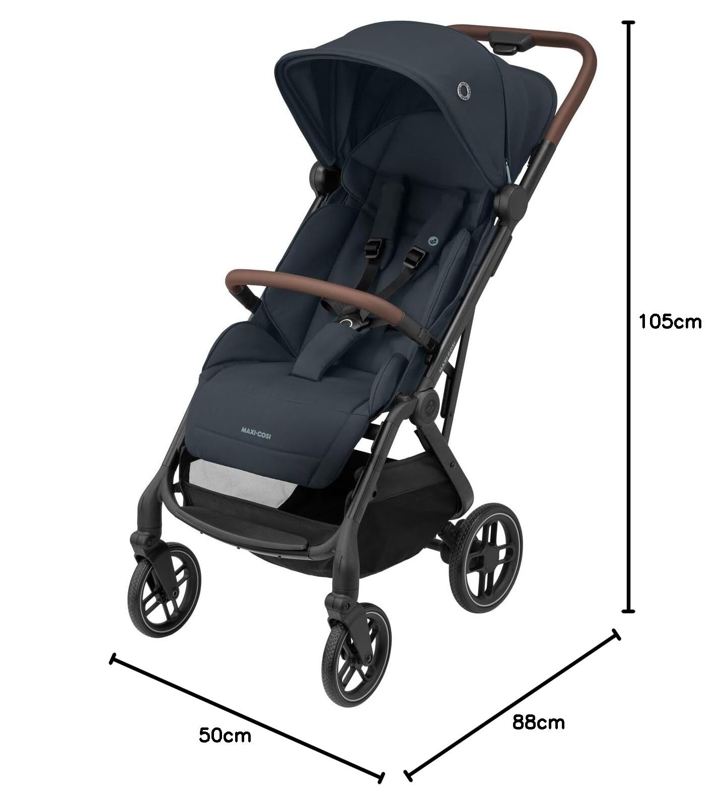 Maxi-Cosi Soho Poussette ultra-compacte, 0-4 ans, 0-22 kg, Pliage automatique d’une seule main, Siège spacieux, 3 positions d'inclinaison, Position allongée, housse amovible, Essential Graphite
