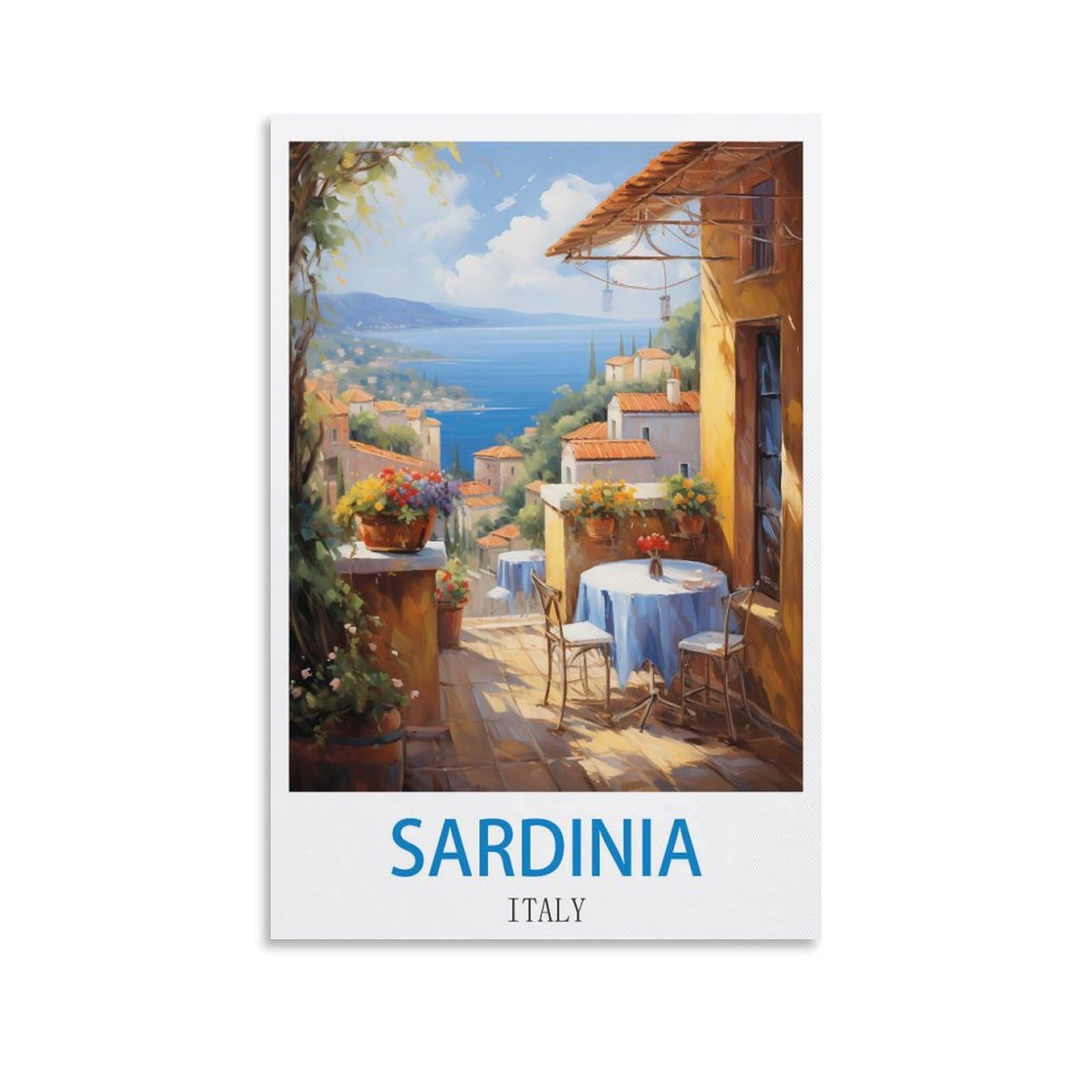 Zhilijing Unframe-Style Sardinia Italy Vintage Travel Posters 08X12inch(20X30cm) Decorative Painting Canvas Wall Posters And Art Picture Print Modern Family Bedroom Decor Posters