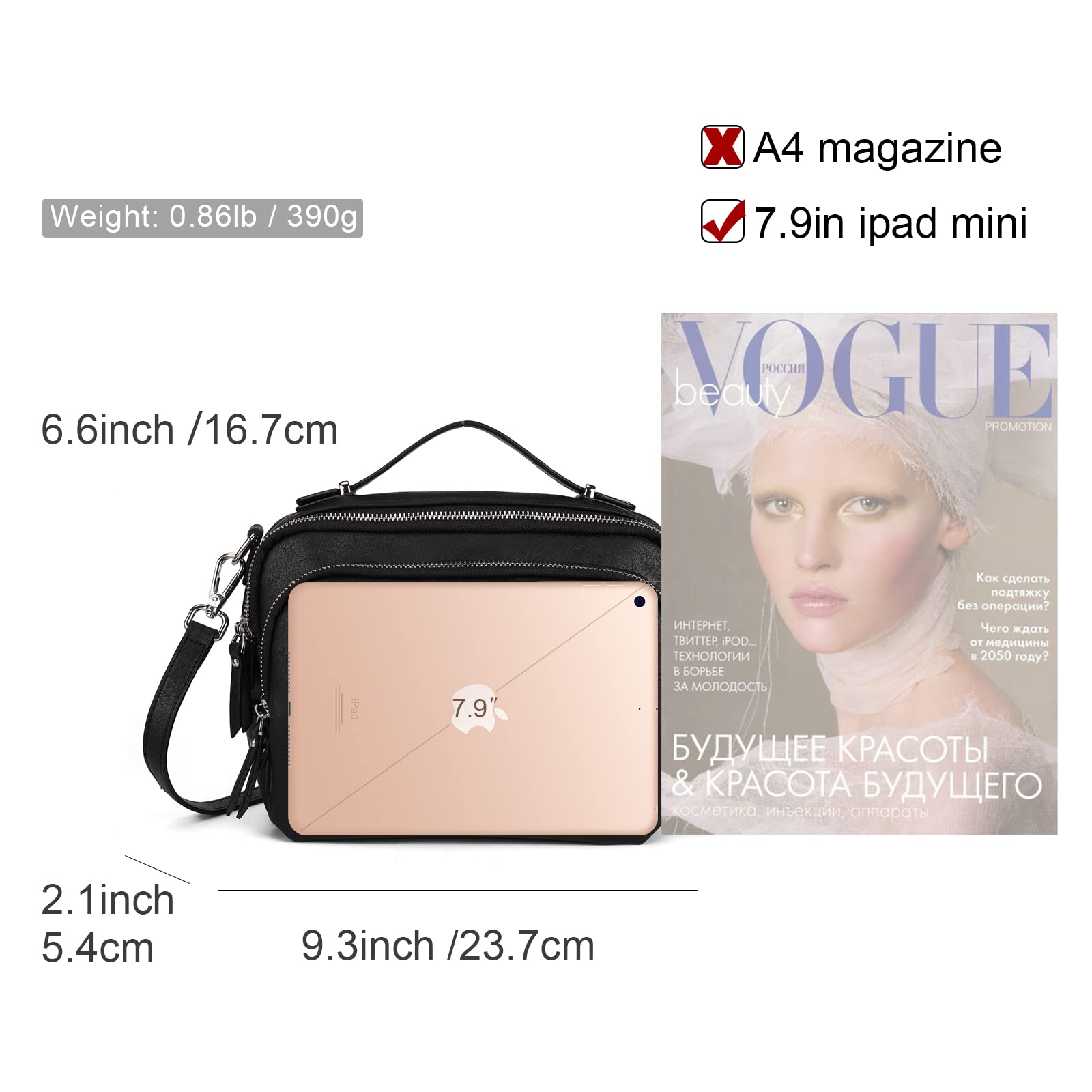 Gladdon Piccola borsa a tracolla da donna con 3 scomparti capienti, alla moda con cinghie a tracolla regolabili e rimovibili in tessuto jacquard.