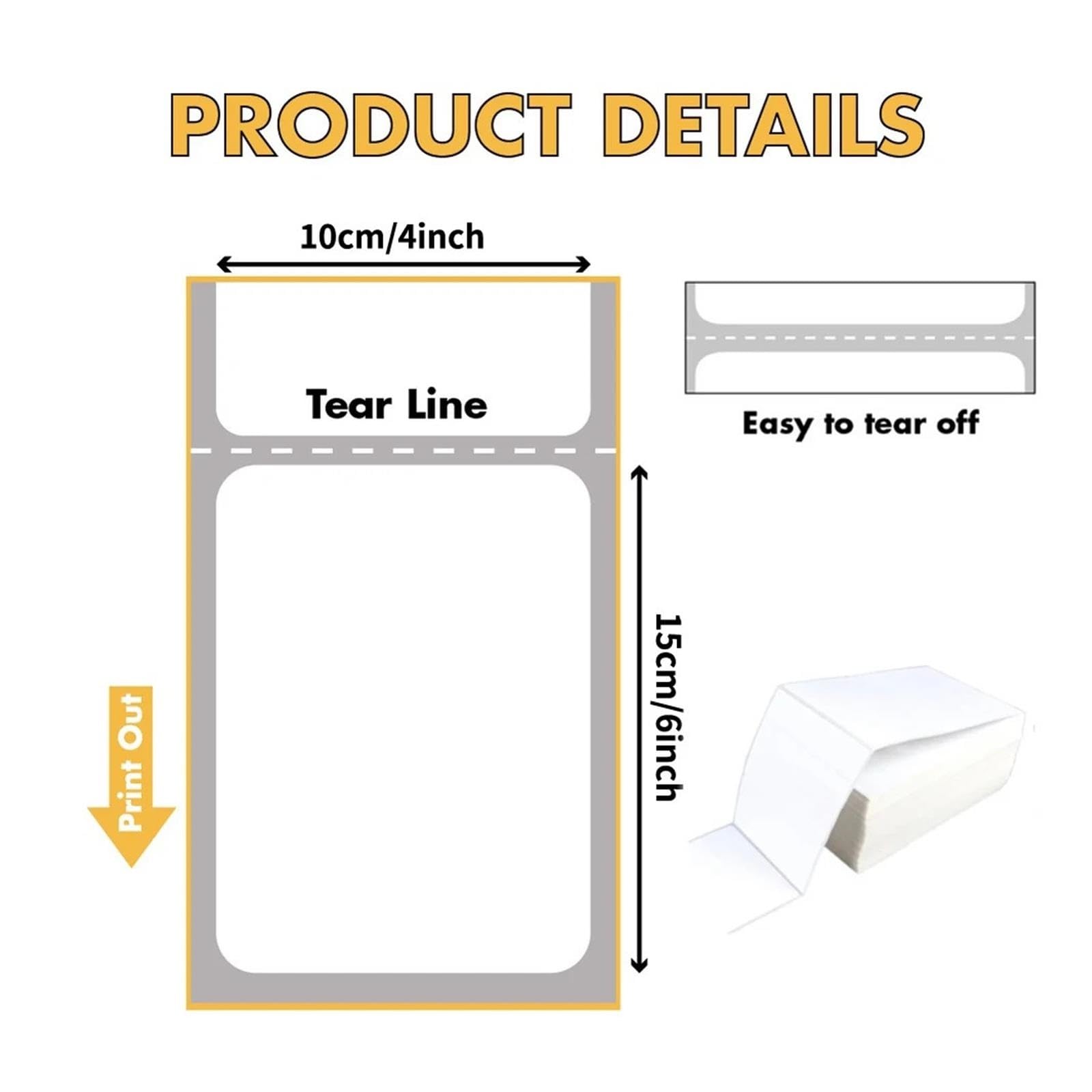 Papier D'étiquettes Thermique 4x6inch 100x150mm Pour P50 D100 D200
