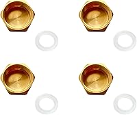 Vista 11 de 4 tapas de tubo de latón, accesorio de tubería de rosca hembra NPT de 3/8 pulgadas, tapón de cabeza hexagonal, accesorio de plomería con junta