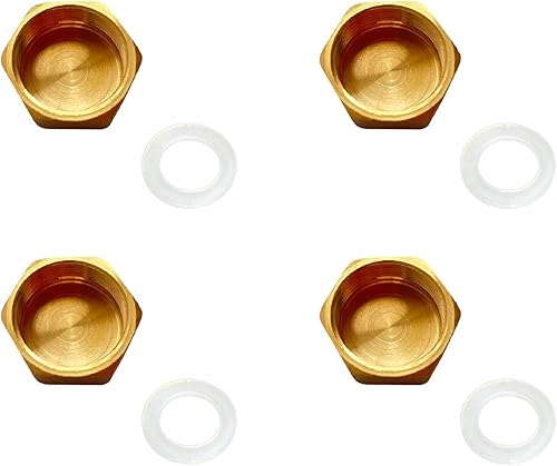 Miniatura 11 de 4 tapas de tubo de latón, accesorio de tubería de rosca hembra NPT de 3/8 pulgadas, tapón de cabeza hexagonal, accesorio de plomería con junta