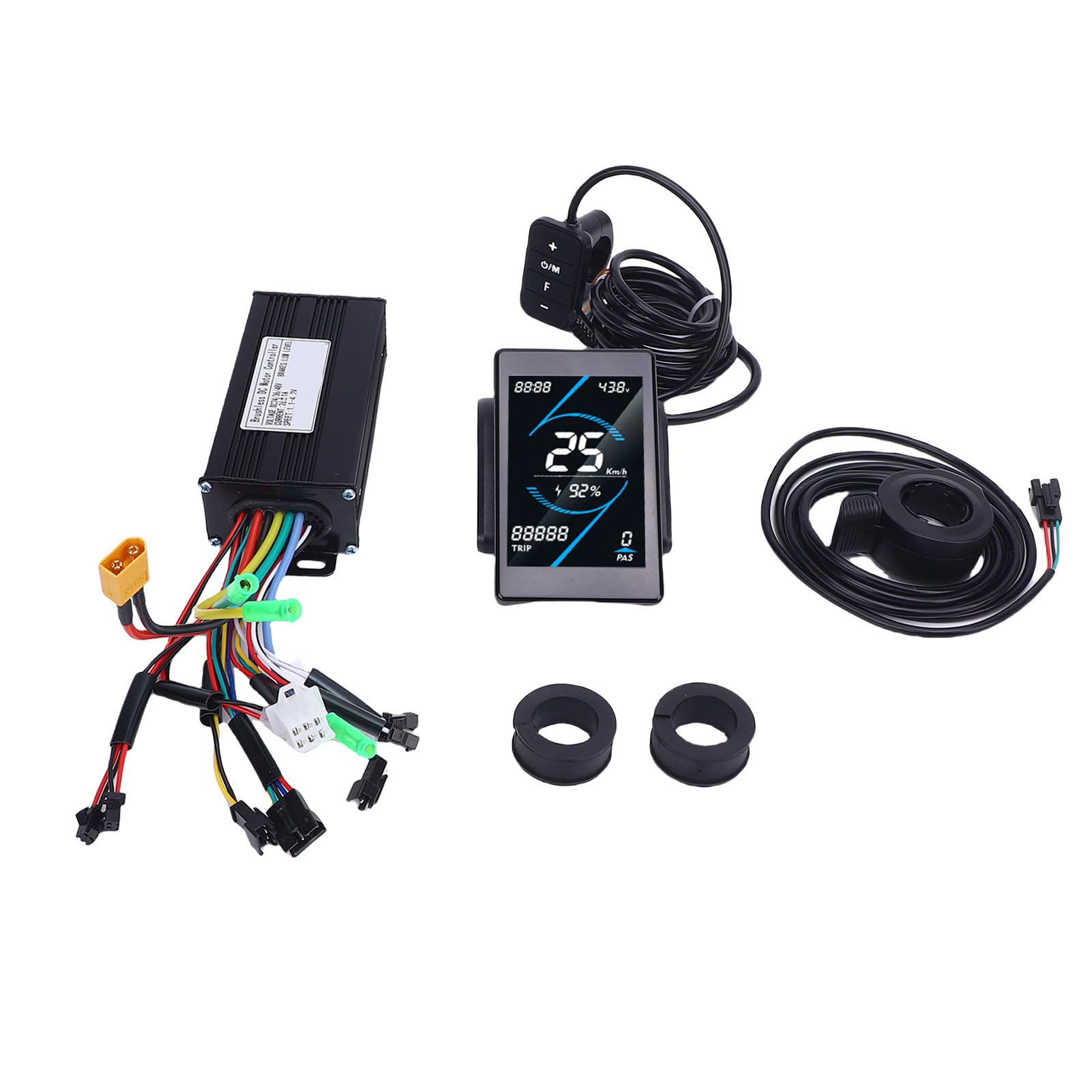 MechKit Electric Bike Brushless Motor Controller Kit, 36V 48V 500W 750W 26A 3 Mode Sine Wave Controller T5S Color LCD Display Screen 130X Thumb Throttle Kit for Electric Scooter
