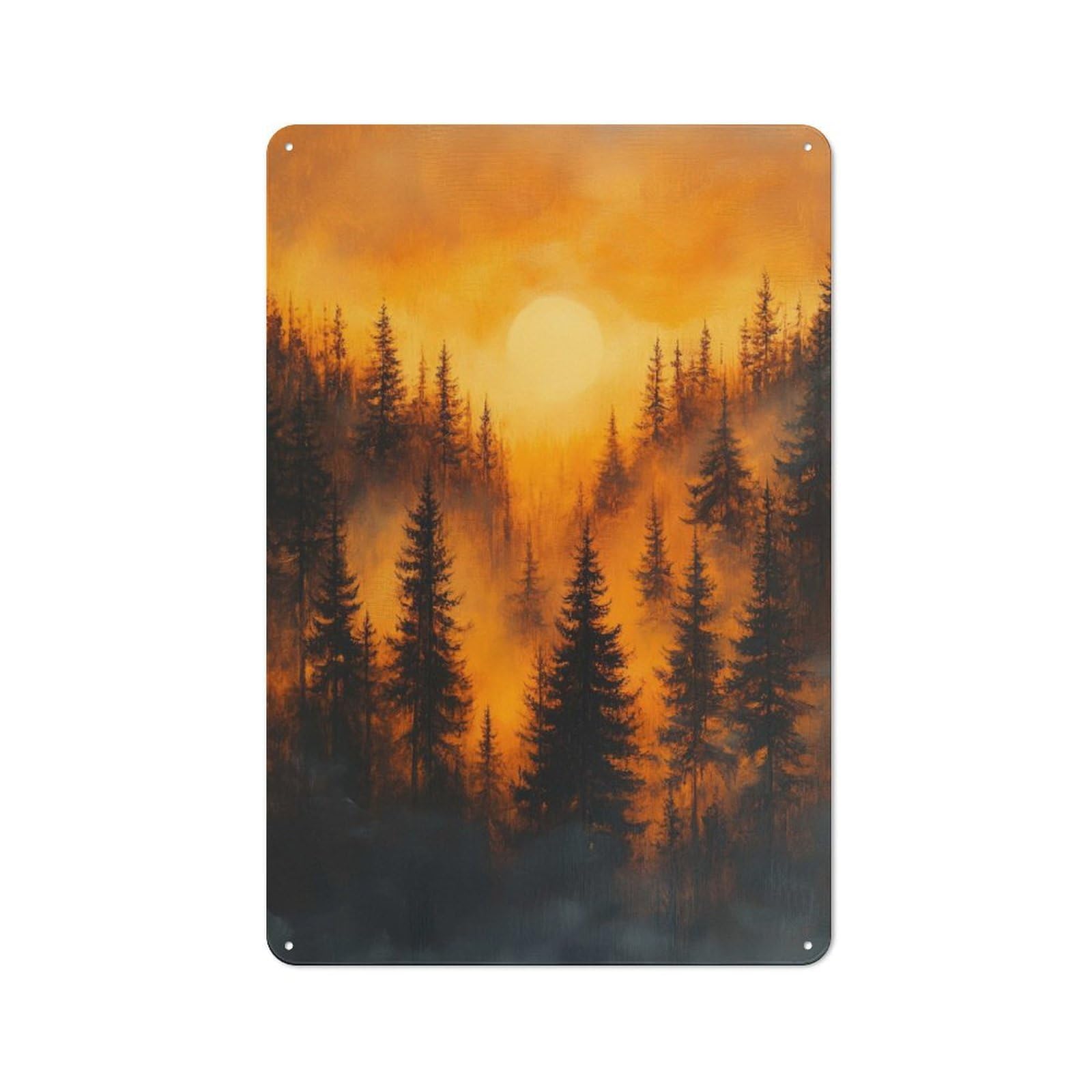 Junmoney Style-10 Sunset Forest Retro Metal Wall Sign 30X20cm For Guest Room Or Hallway, A Housewarming Gift For Home Decor Collectors