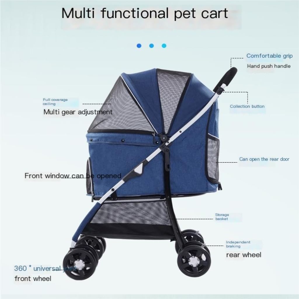 Pet Strollers Cat Transportation Pet Stroller Lightweight Foldable Small and Medium-Sized Dog Stroller Dog Walking Cart Pet Stroller Medium