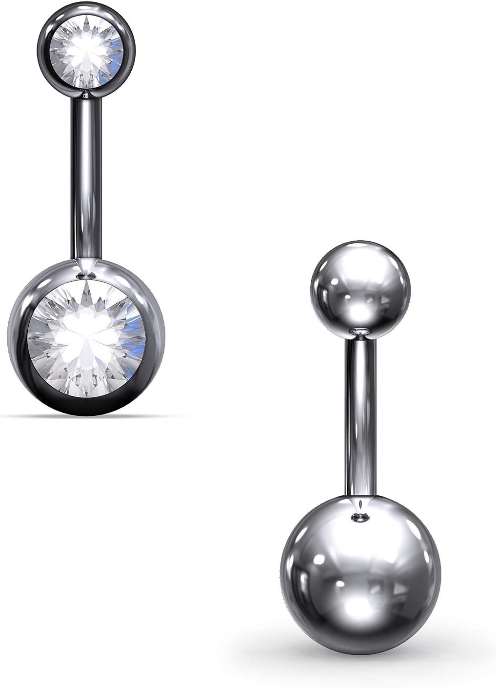 Hoeudjo 14G Solid G23 Implant Grade 23 Titanium Externally Threaded Belly Button Ring Navel Piercing Jewelry for Women Girls