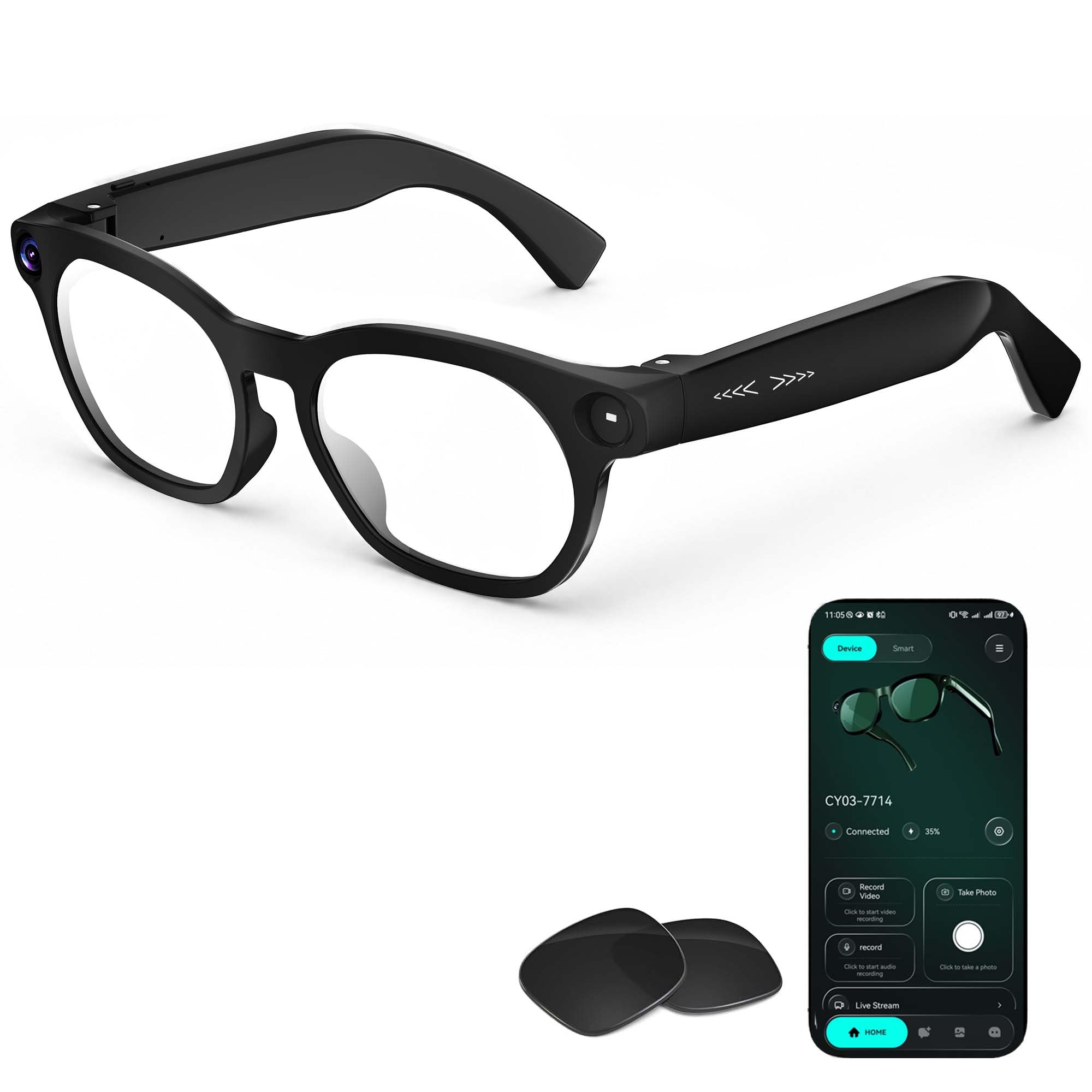 AI Smart Glasses with Camera, 1080P HD Video Recording Glasses