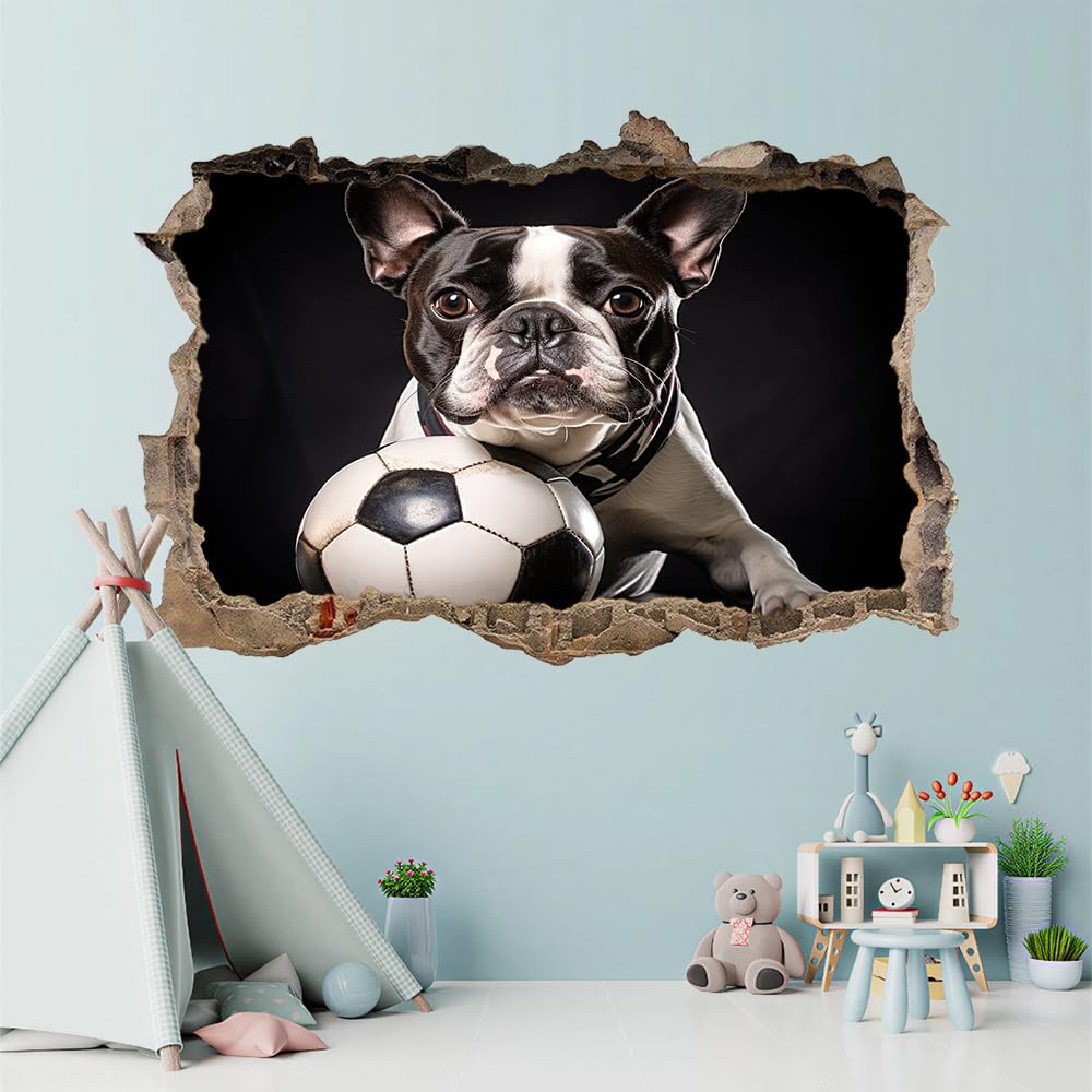 Adesivi Murali 3D Fracassato Cani Decorazione domestica smontabile del tatuaggio della parete Calcio Decalcomanie impermeabili for Baby Room Wall Decor