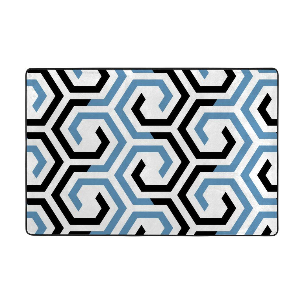Large Area Rug Non Slip Floor Carpets Soft Comfort Indoor Floor Mats Home Decor for Bedroom Sofa Living Room Abstract Geometric Pattern with Stripes Lines 72 x 48 inch