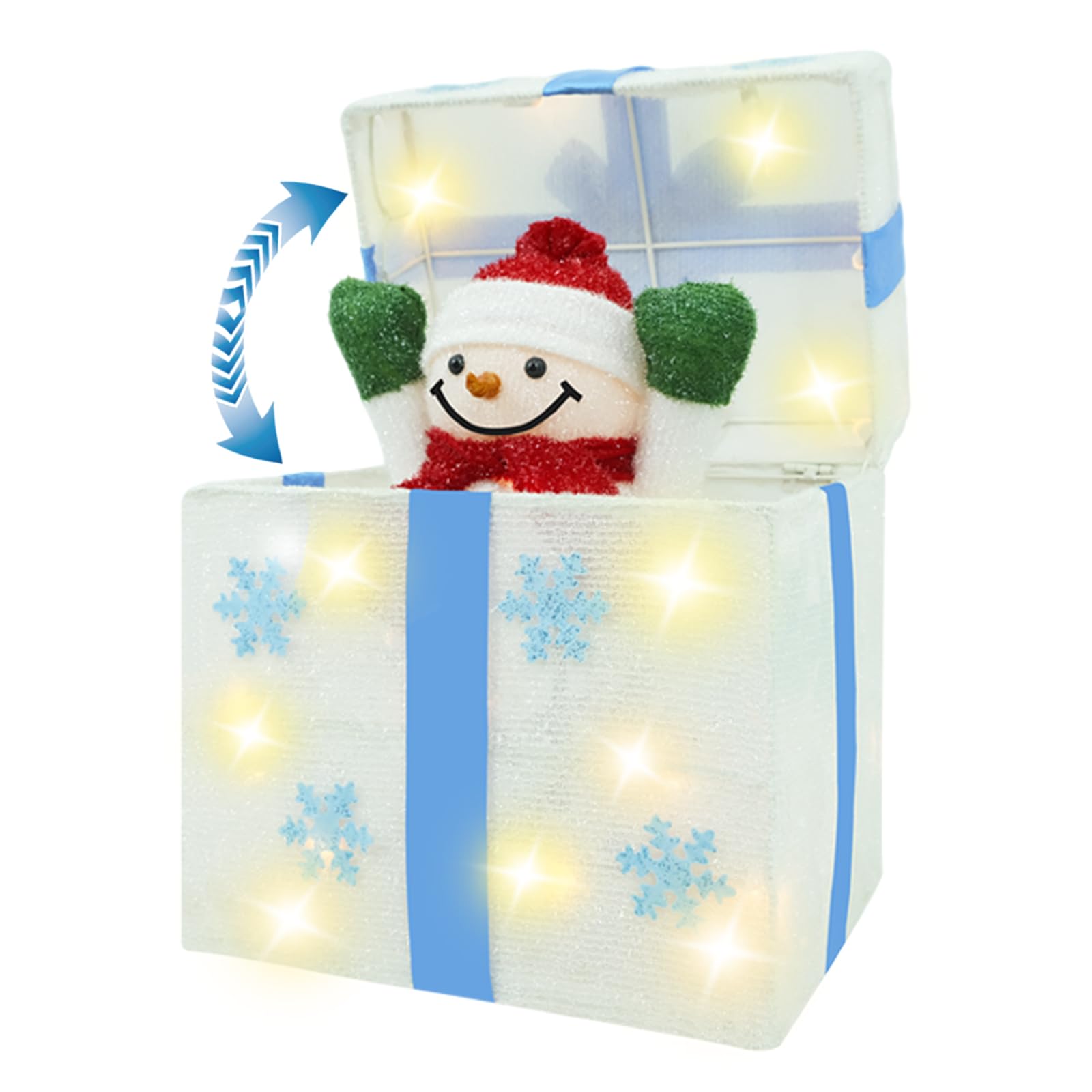シャードボックス3Dアートクリスマスバージョン　サンタクロース　スノーマン Amazon.com: Animated Christmas Snowman in Lighted Gift Box