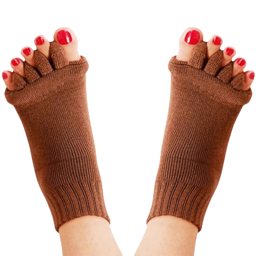 HEALFLEX Foot Alignment Socks - Toe Separator for Bunion, Plantar Fasciitis, Hammer Toes - Pain Relief - Unisex Cotton Socks for Arch Pain Comfort (Brown) (B0CZDVLD53) Amazon Price History, Amazon Price Tracker