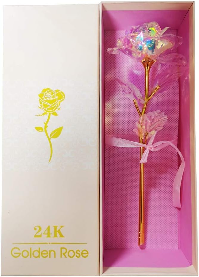 KIRIFLY Artificial Rose Gifts Fake Flowers Roses Presents for Women Plastic Cellophane Flower Birthday Anniversary Engagement Colorful Gifts(Pink)